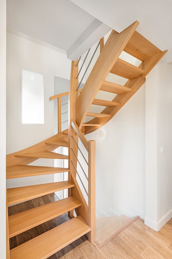 escalier limons bois à la française 2 quart tournant sans contremarche